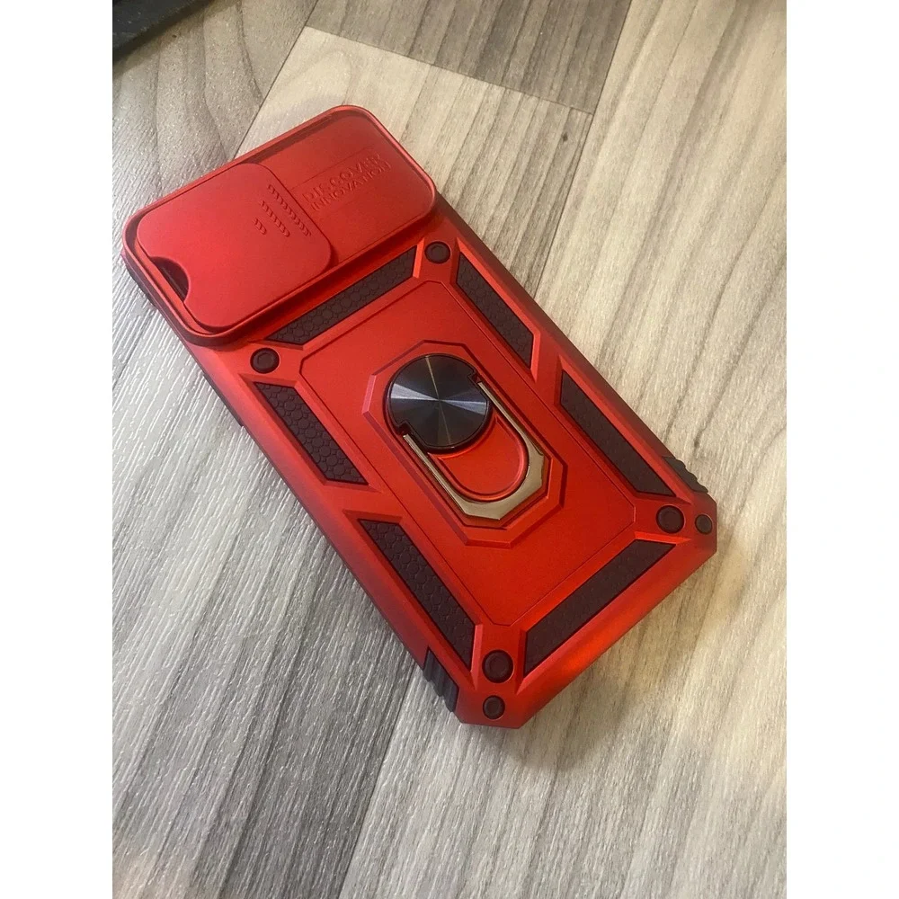 iPhone 15 Pro Max Case Cranberry Red Rugged Military Grade Shield Ring Kickstand